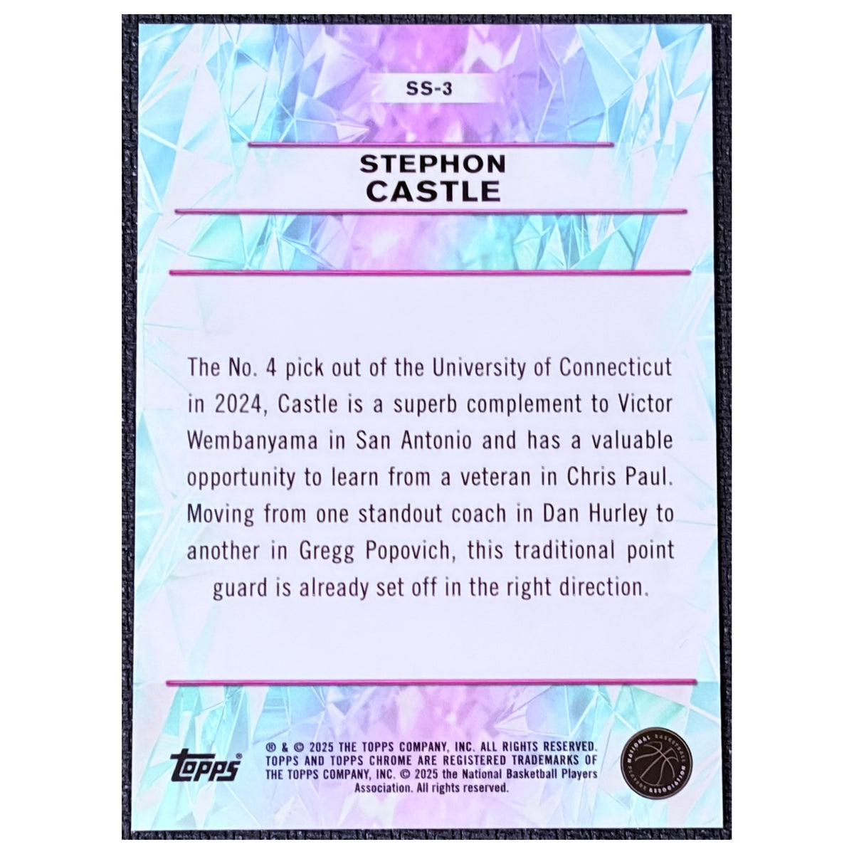2025 Topps Chrome Sapphire Selections Stephon Castle #SS-3