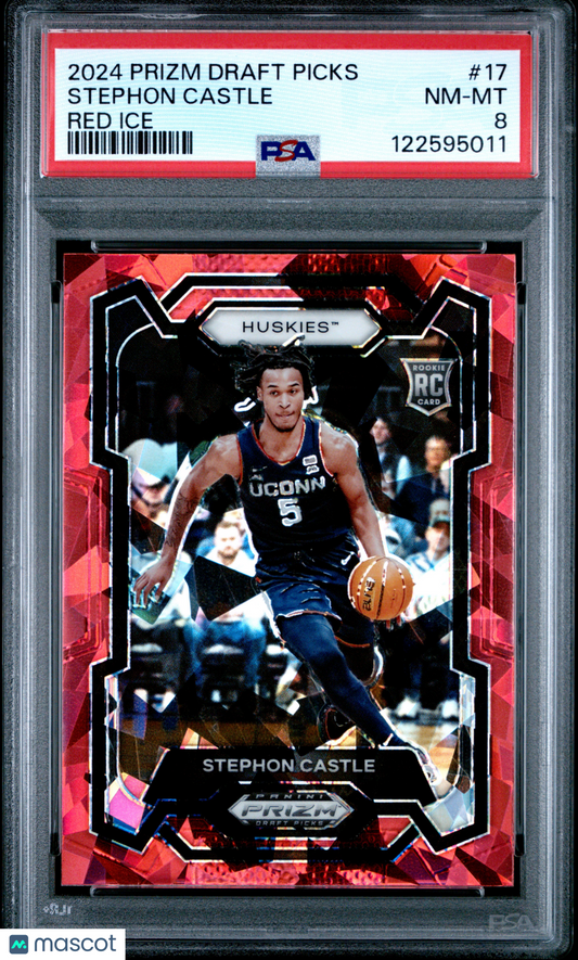 Stephon Castle 2024 Panini Prizm Draft Picks Red Ice Prizms rookie card, PSA 8