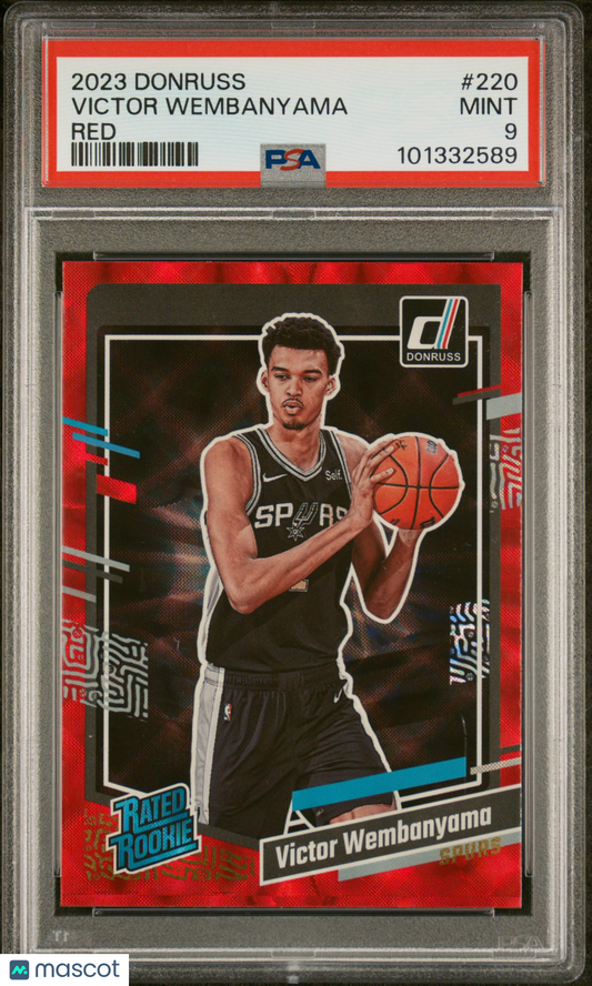 2023 Panini Donruss Victor Wembanyama #220 Red Prizm SP Mint Rookie RC PSA 9