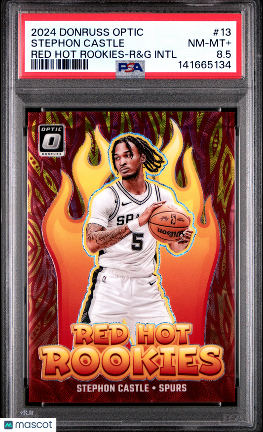 Stephon Castle 2024-25 Donruss Optic #13 Red Hot Rookies R&G Intl 55/99 RC PSA