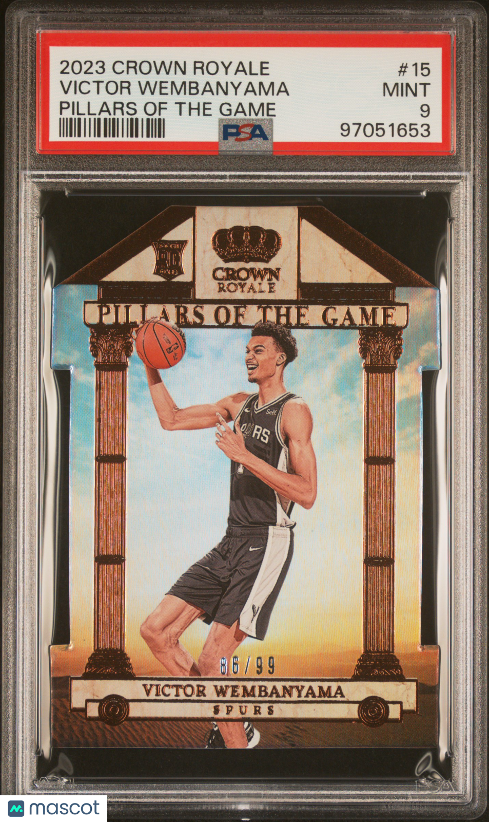 2023 Panini Crown Royale Pillars Victor Wembanyama #15 Rookie Insert PSA 9 86/99