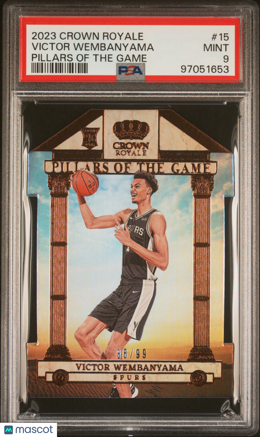 2023 Panini Crown Royale Pillars Victor Wembanyama #15 Rookie Insert PSA 9 86/99