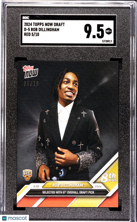 Rob Dillingham 2024-25 Topps Now #D-5 Red #/10 SGC 9.5 RC