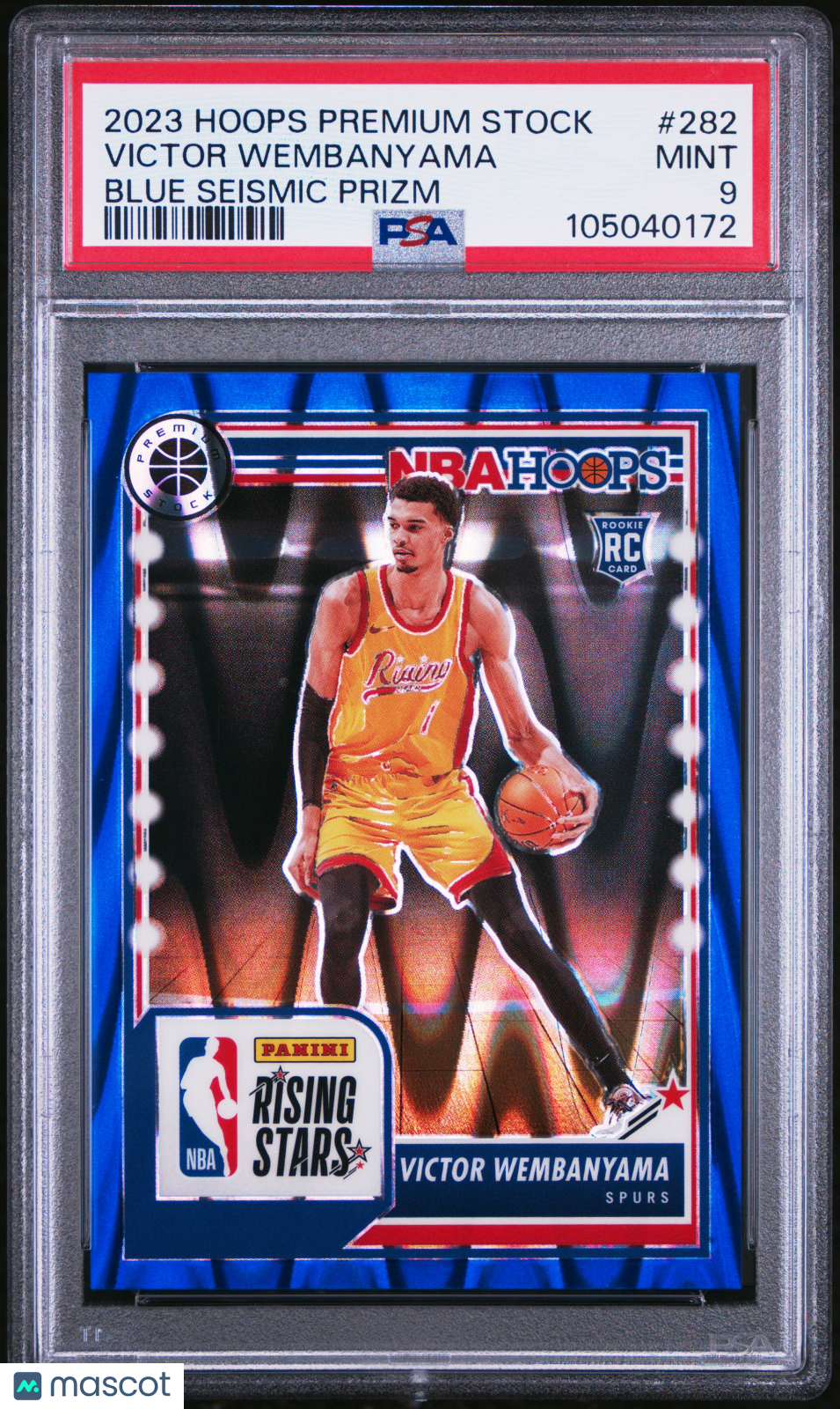 Victor Wembanyama 2023-24 Hoops Premium Stock #282 Blue Seismic Prizm 41/99 PSA9