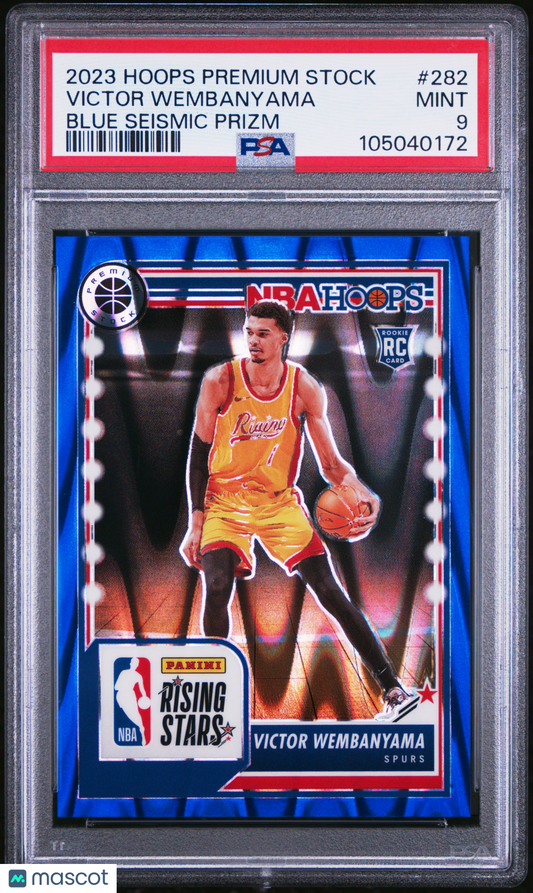 Victor Wembanyama 2023-24 Hoops Premium Stock #282 Blue Seismic Prizm 41/99 PSA9
