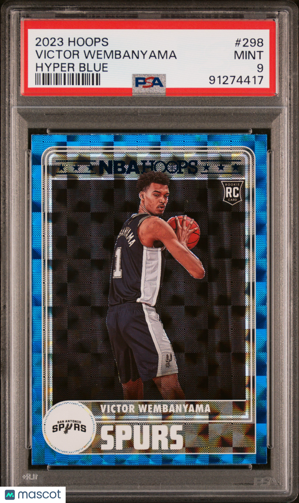 2023 Panini NBA Hoops Victor Wembanyama #298 Hyper Blue Prizm SP Mint RC PSA 9