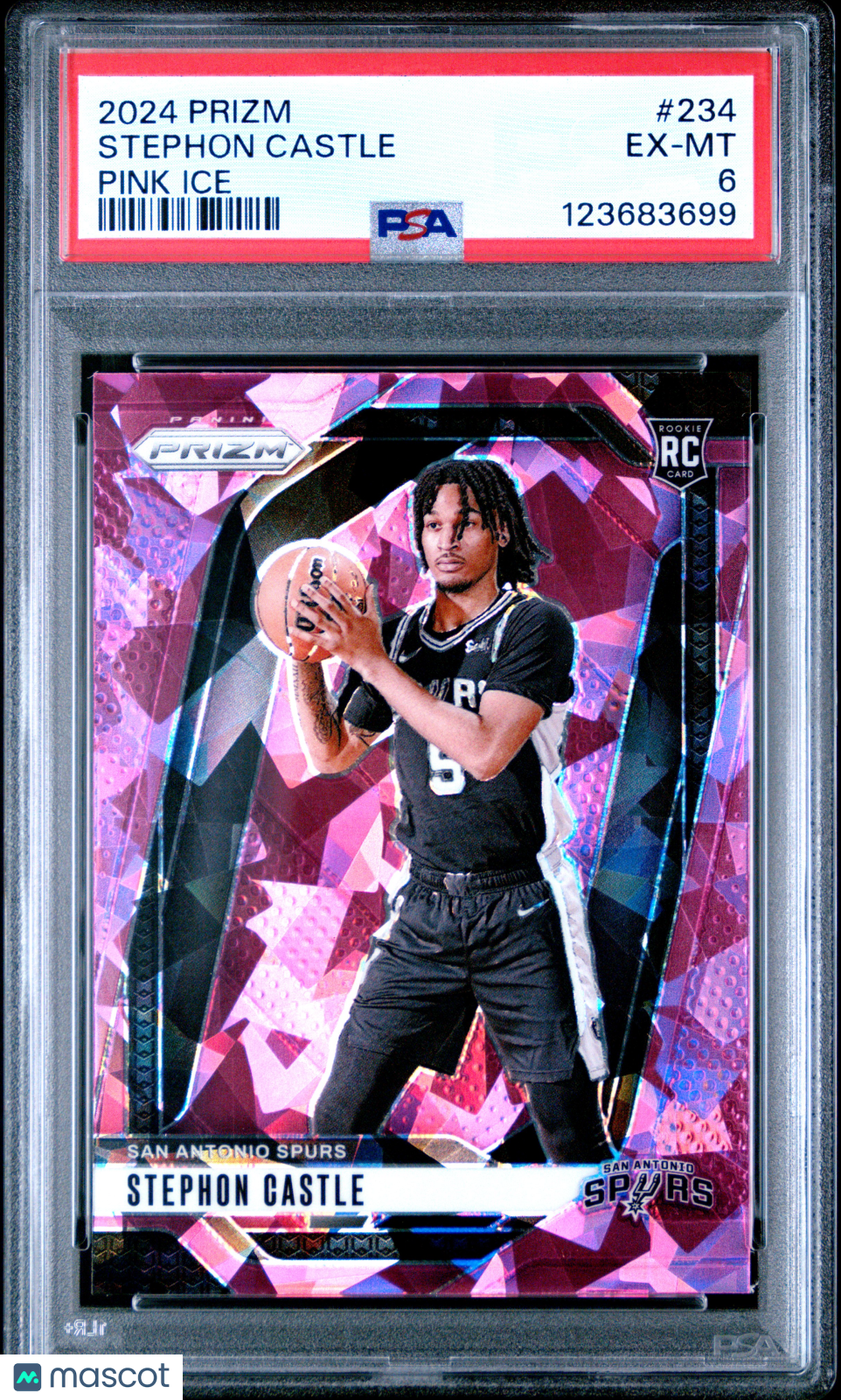 Stephon Castle 2024-25 Panini Prizm #234 Prizms Pink Ice PSA 6 RC