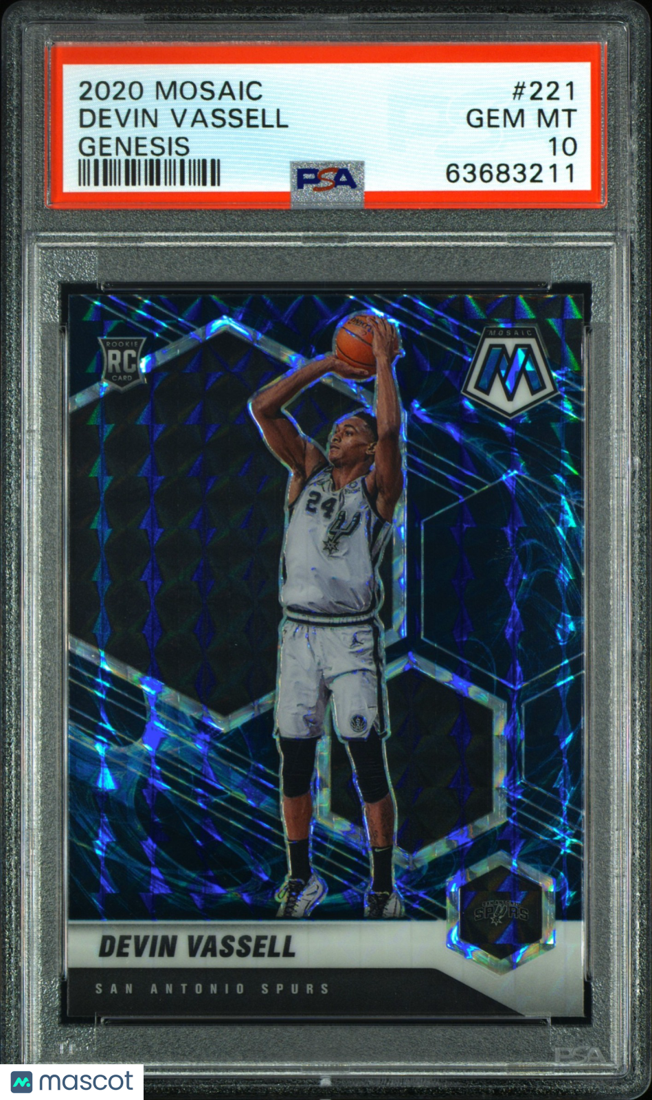 2020 Panini Mosaic Devin Vassell #221 Genesis RC Rookie PSA 10