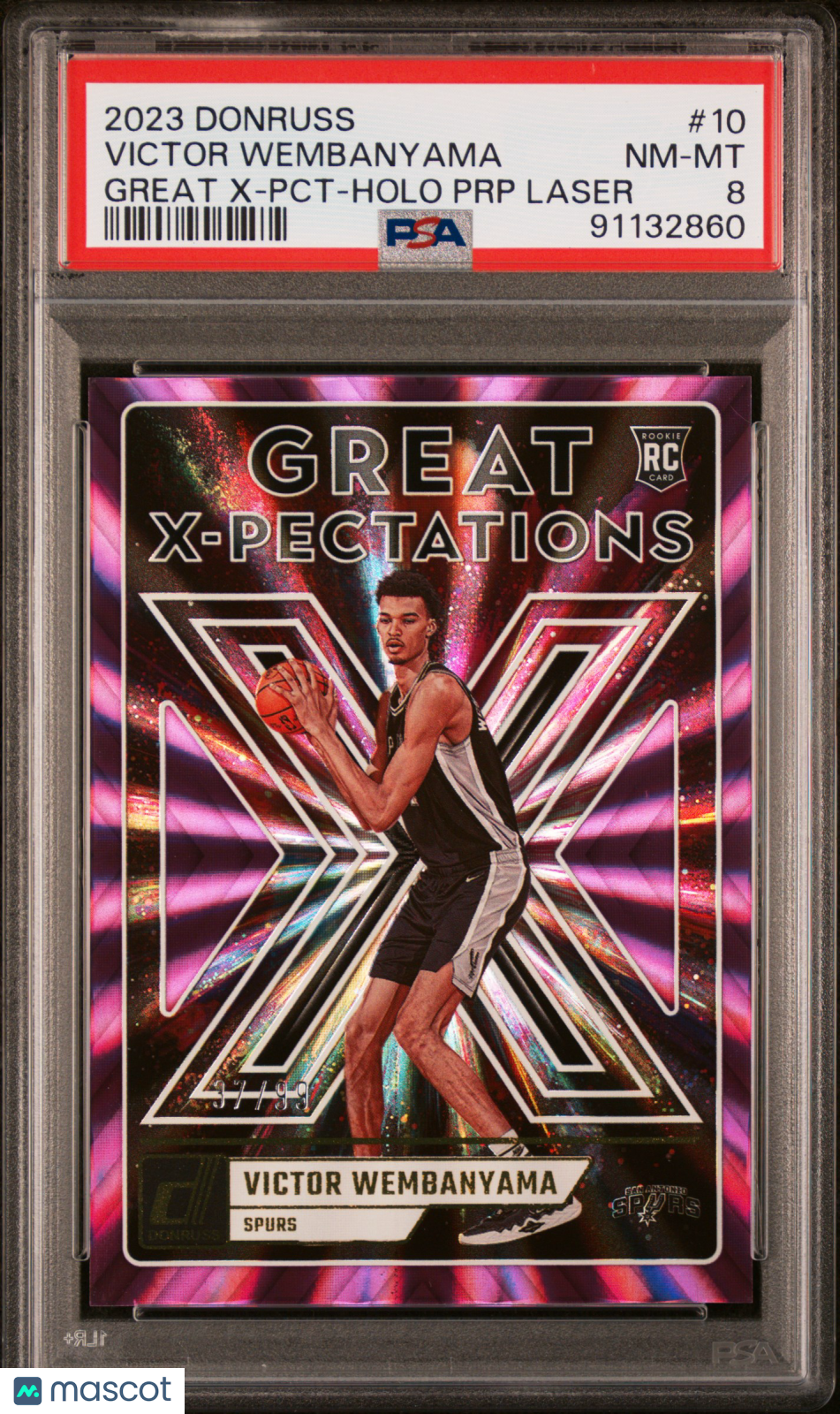 Victor Wembanyama 2023 Donruss #10 Great X-Pectations Purple Laser Holo 37/99 RC