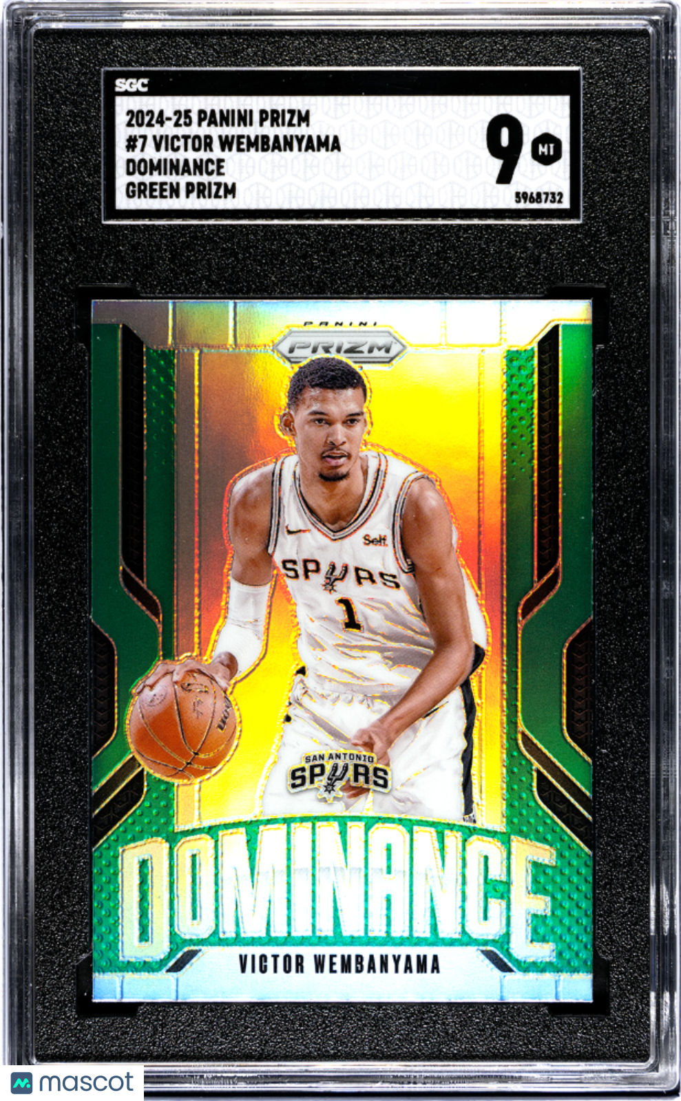 Victor Wembanyama 2024 Panini Prizm #7 Dominance Green SGC 9