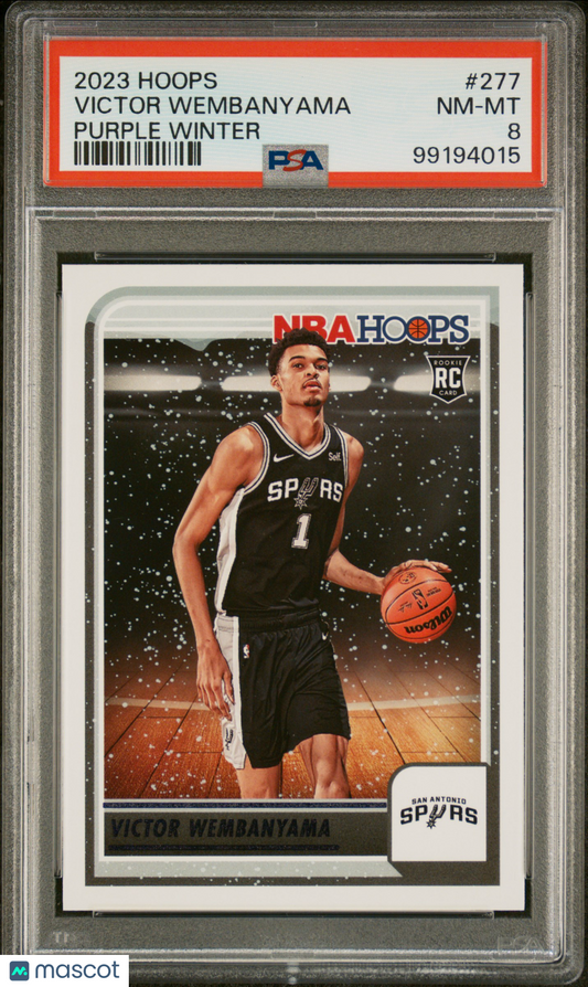 Victor Wembanyama 2023-24 Hoops Winter #277 Purple PSA 8 RC