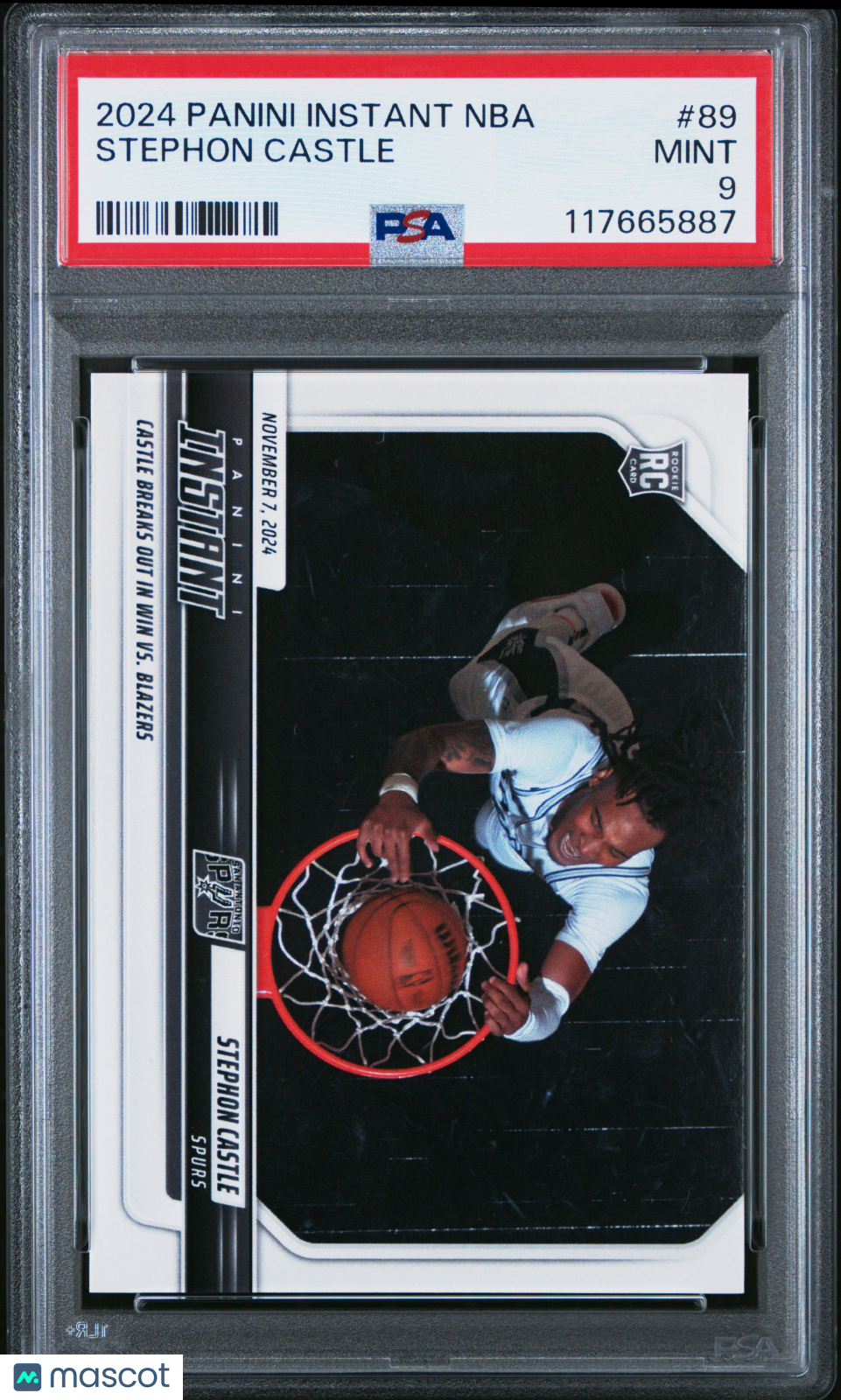 2024 Panini Instant NBA Stephon Castle #89 SP Low Pop Mint Rookie PSA 9 /95