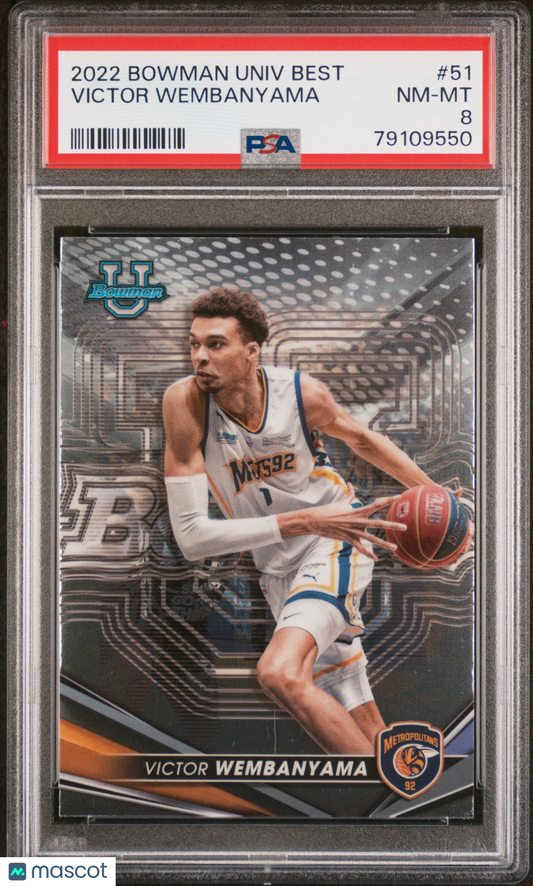 Victor Wembanyama 2022-23 Bowman University Best #51 PSA 8 RC