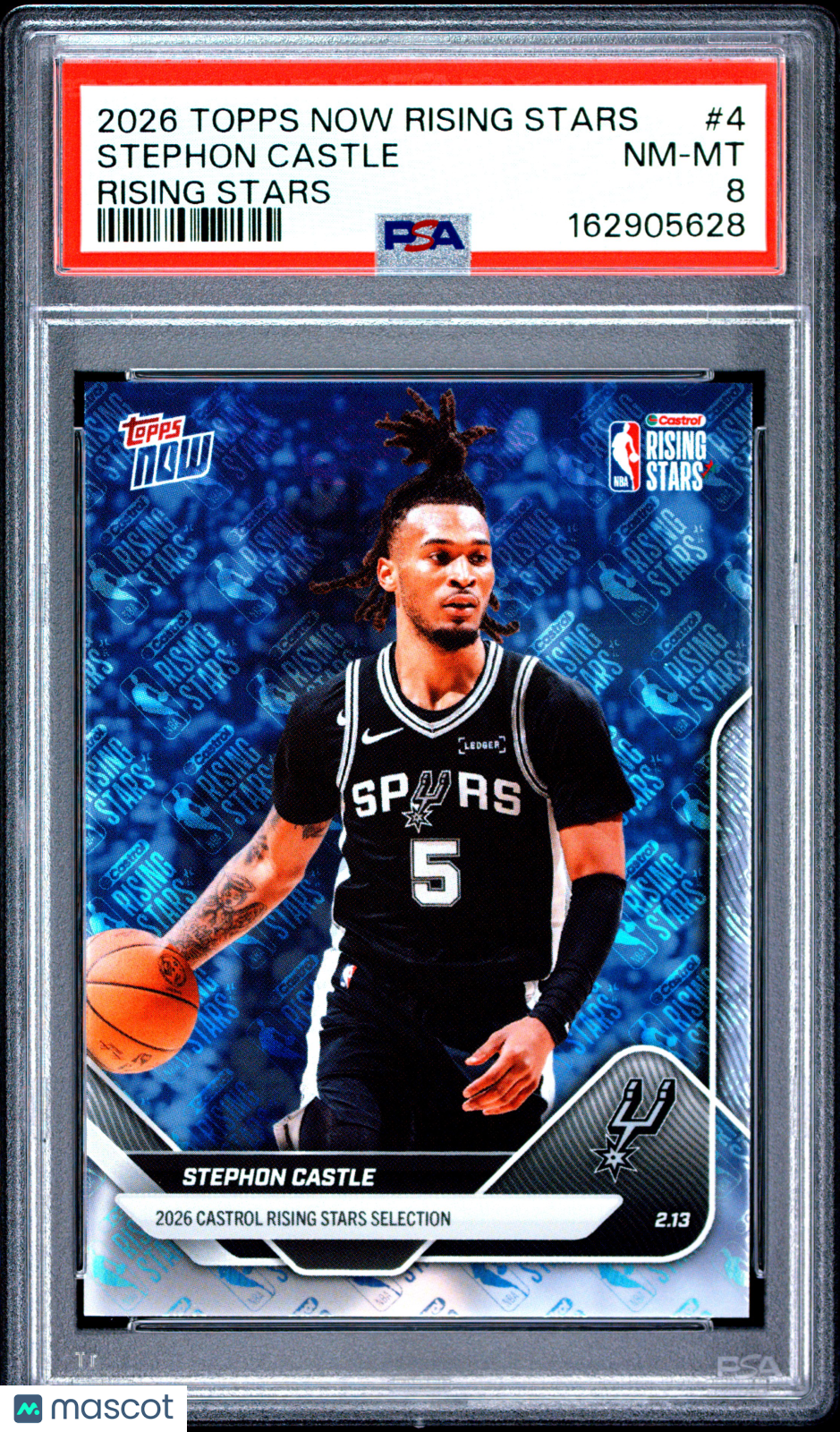 2026 Topps Now Rising Stars Stephon Castle #4 Holo Foil SP NM/Mint PSA 8 Spurs