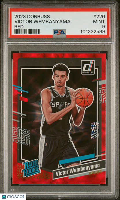 2023 Donruss Victor Wembanyama #220 Short Print Red Prizm Rookie RC PSA 9