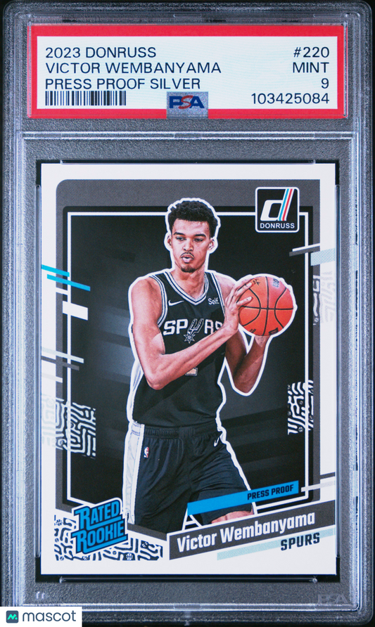 2023 Panini Donruss Victor Wembanyama #220 Press Proof Silver Rookie SP RC PSA 9