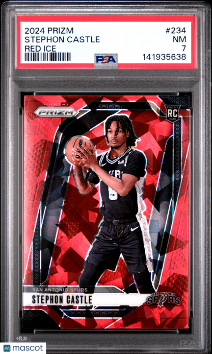 2024 Panini Prizm Stephon Castle #234 Red Ice Rookie PSA 7 RC Spurs