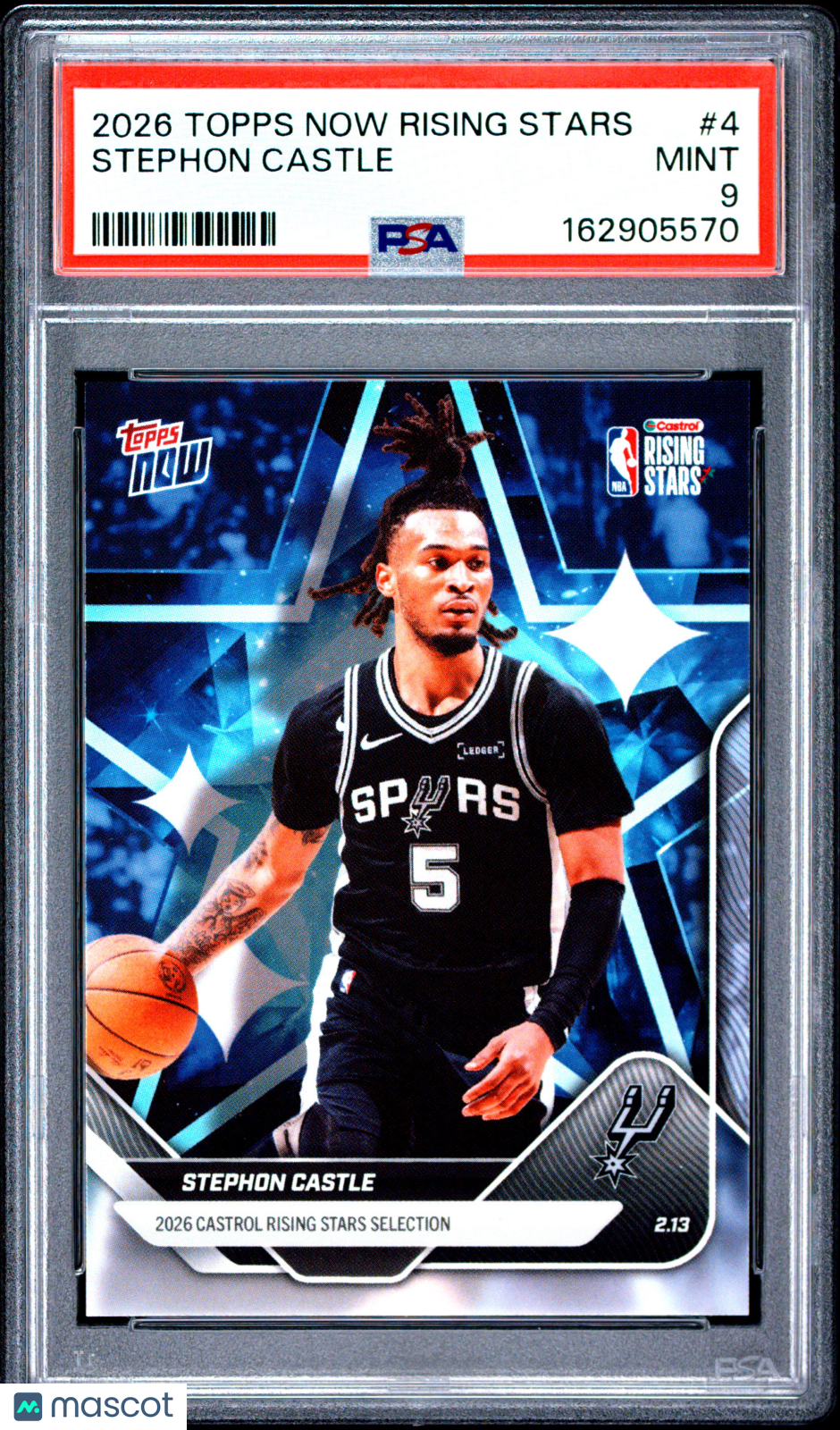 2026 Topps Now Rising Stars Stephon Castle #4 Spurs PSA 9
