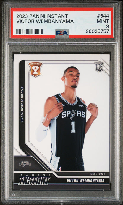 Victor Wembanyama 2023-24 Panini Instant KIA ROTY /11420 rookie card, PSA 9